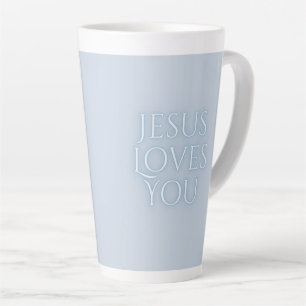 Caneca De Café Latte Jesus Ama o Design de Tipografia Cristã
