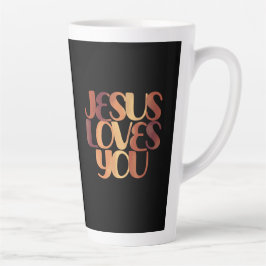 Caneca De Café Latte Jesus Ama o Design de Tipografia Cristã