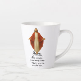 Caneca De Café Latte Jesus em Vermelho e Branco