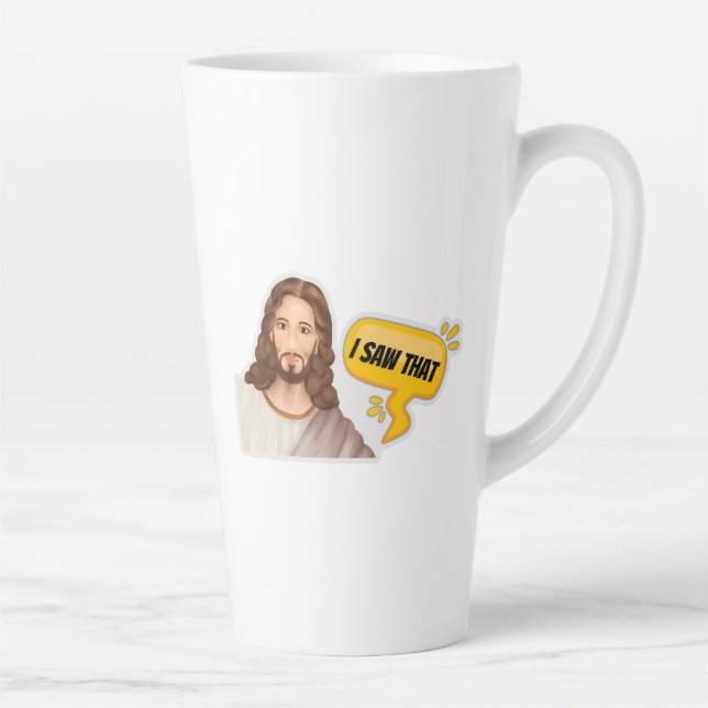 Caneca De Café Latte Jesus, Eu Vi Isso (Direita)