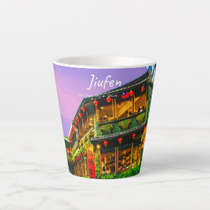 Caneca De Café Latte Jiufen, Taiwan - Antiga Casa de Chá Pequena