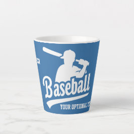 Caneca De Café Latte Jogador de Baseball de Nome e Cores Personalizado