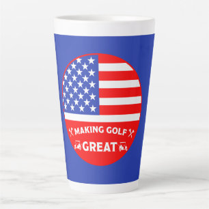 Caneca De Café Latte Jogador de Golfe Americano Engraçado