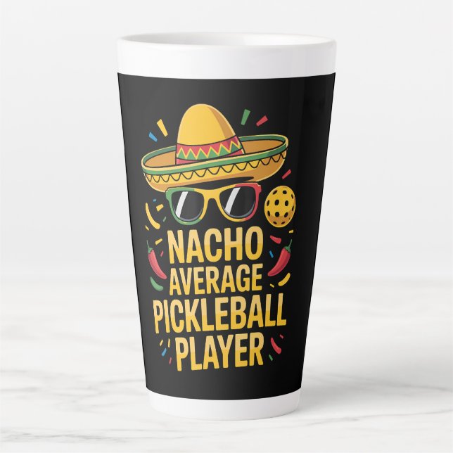 Caneca De Café Latte Jogador de pickleball não médio (Frente)