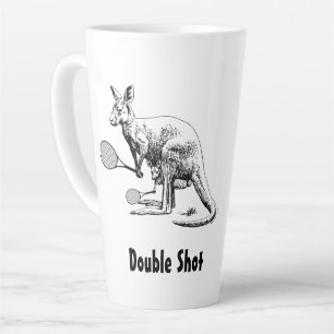 Caneca De Café Latte Jogador de Tênis de Kangaroo com Shot Duplo