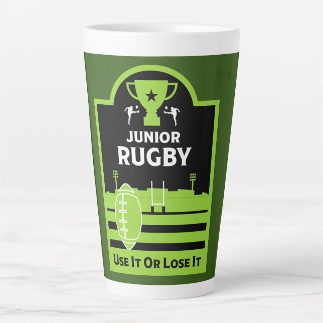 Caneca De Café Latte Jogadores Júnior de Rugby (Frente)