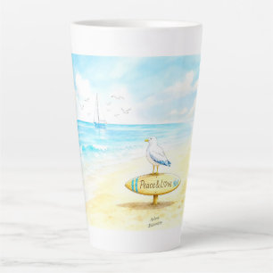 Caneca De Café Latte Jon Seagull - Paz & Amor 