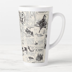 Caneca De Café Latte Jornal Vintage