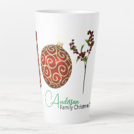 Caneca De Café Latte Joy personalizou o ornamento de cana doce holly la