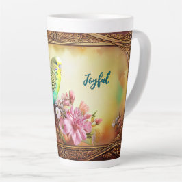 Caneca De Café Latte Joyful Parakeet