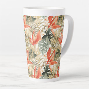 Caneca De Café Latte Junta Floral de Anthurium Laranja Tropical