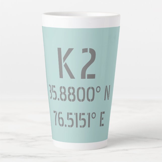Caneca De Café Latte K2 Latitude e Longitude (Frente)