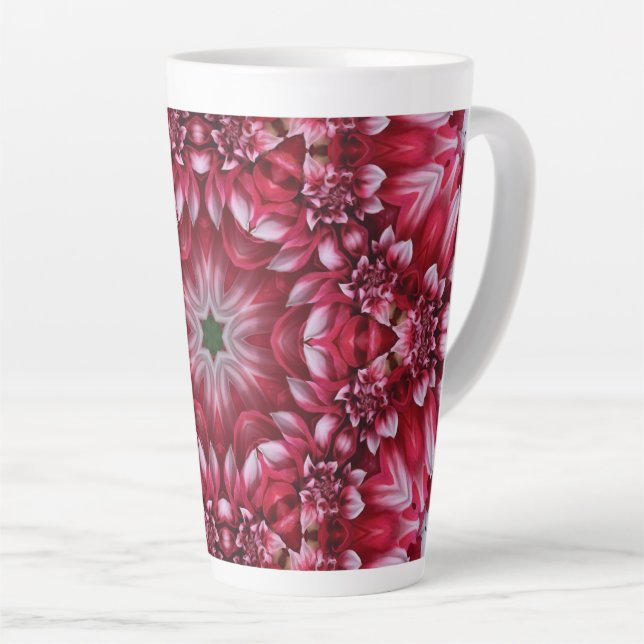 Caneca De Café Latte Kaleidoscópio Crimson Dahlia (Ângulo direito)
