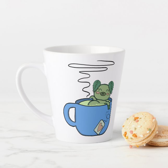 Caneca De Café Latte Kawaii Mint Pig Mug (In Situ)