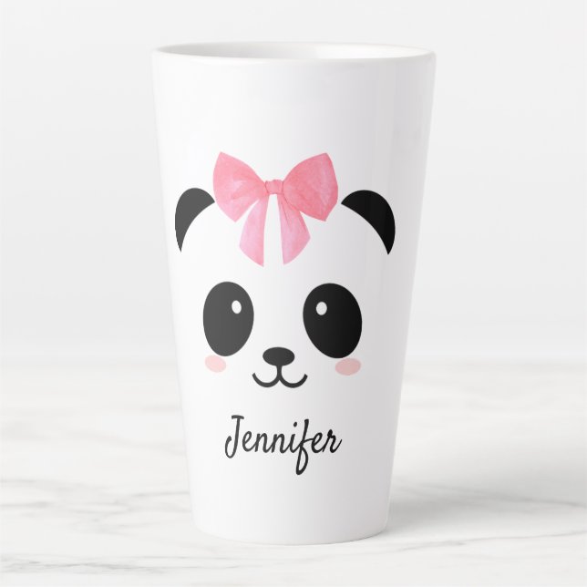 Caneca De Café Latte Kawaii panda fofo personalizado (Frente)