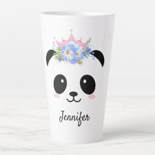 Caneca De Café Latte Kawaii panda linda rainha floral personalizada
