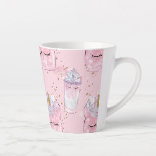 Caneca De Café Latte Kawaii Unicorn Toast & Milkshake - Pastel