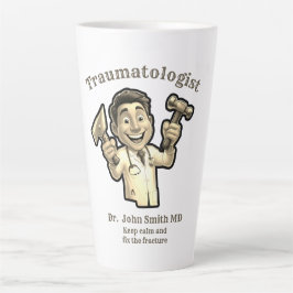 Caneca De Café Latte Keep calm and fix the fracture TRAUMATOLOGIST MD