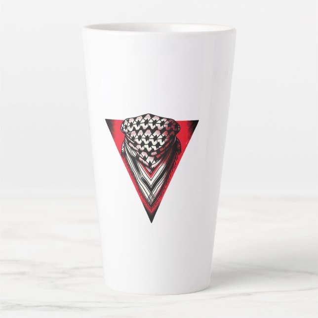 Caneca De Café Latte Keffiyeh do Triângulo Vermelho Invertido (Frente)