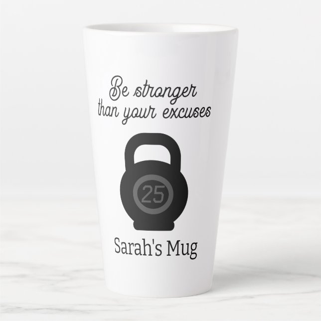 Caneca De Café Latte Kettlebell e malhação motivacional são personaliza (Frente)