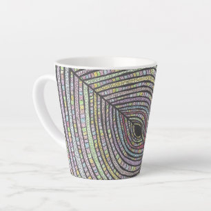 Caneca De Café Latte Kian   Arte Colorida Geométrica Desenhada à Mão