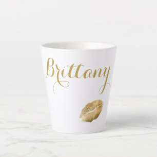 Caneca De Café Latte Kisses de Ouro
