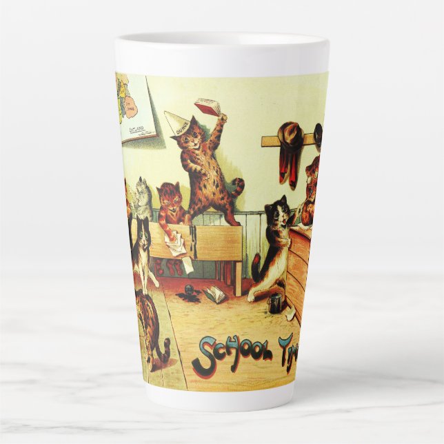 Caneca De Café Latte Kitten Classroom Chaos Louis Wain (Frente)