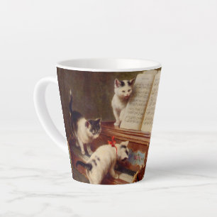 Caneca De Café Latte Kittens e Piano