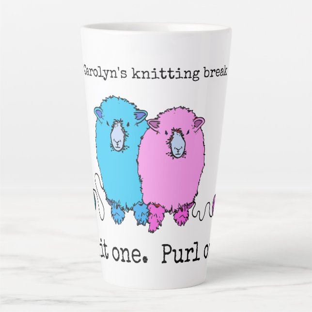 Caneca De Café Latte Knit one purl uma ovelha fofa personalizou grande (Frente)