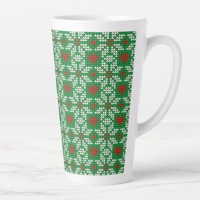 Caneca De Café Latte Knitted Christmas pattern (Direita)