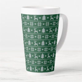 Caneca De Café Latte Knitted seamless Christmas pattern