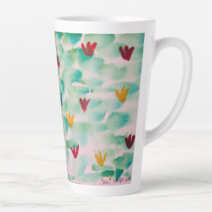 Caneca De Café Latte Lã De Latte De Floral, Frente