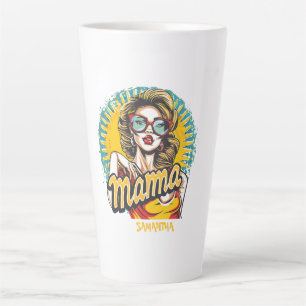 Caneca De Café Latte Lã-Pop da Mama Retro Personalizada (17)