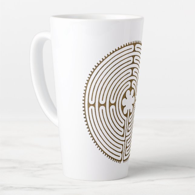 Caneca De Café Latte Labirinto de Chartres - Símbolo Espiritual Antigo  (Ângulo esquerdo)