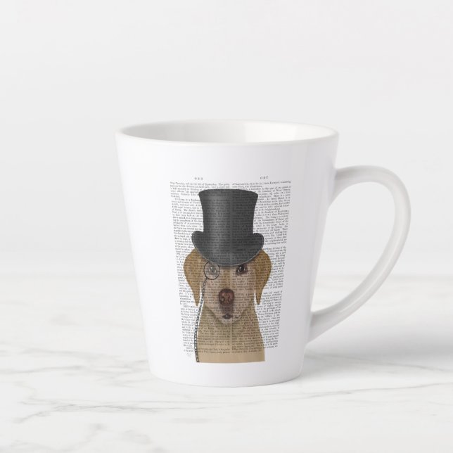 Caneca De Café Latte Labrador Amarelo, Chapéu Formal (Direita)