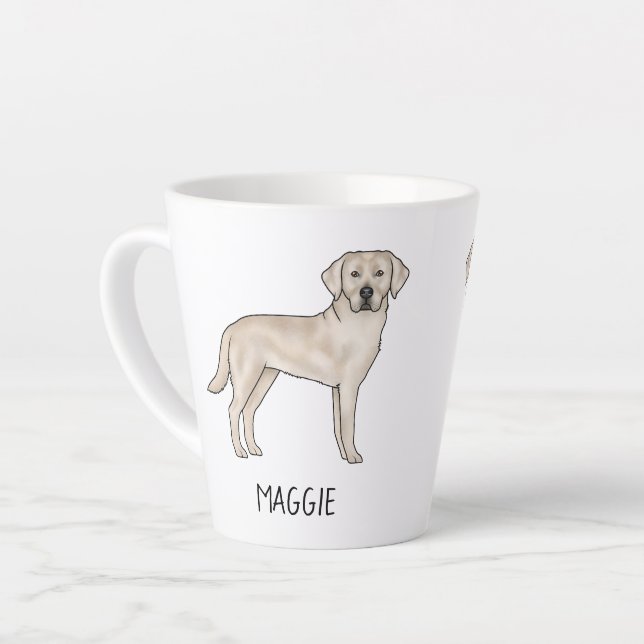 Caneca De Café Latte Labrador Retriever Creme Fofo Lab Seu Nome (Ângulo esquerdo)