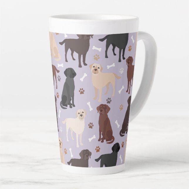 Caneca De Café Latte Labrador Retriever Paws e Ossos Latino Mug (Ângulo direito)