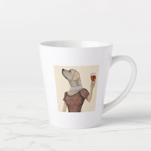 Caneca De Café Latte Labrador Wine Snob Amarelo (Direita)