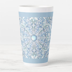 Caneca De Café Latte Lace cerâmico Azul claro
