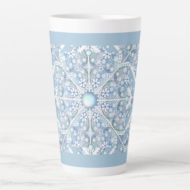 Caneca De Café Latte Lace cerâmico Azul claro (Frente)