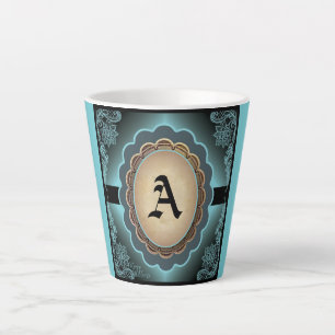 Caneca De Café Latte Lace Monograma Lace Antiguo