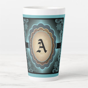 Caneca De Café Latte Lace Monograma Lace Antiguo