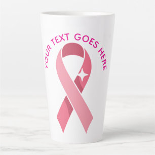 Caneca De Café Latte Laço Rosa de Conscientização do Câncer de Mama Per