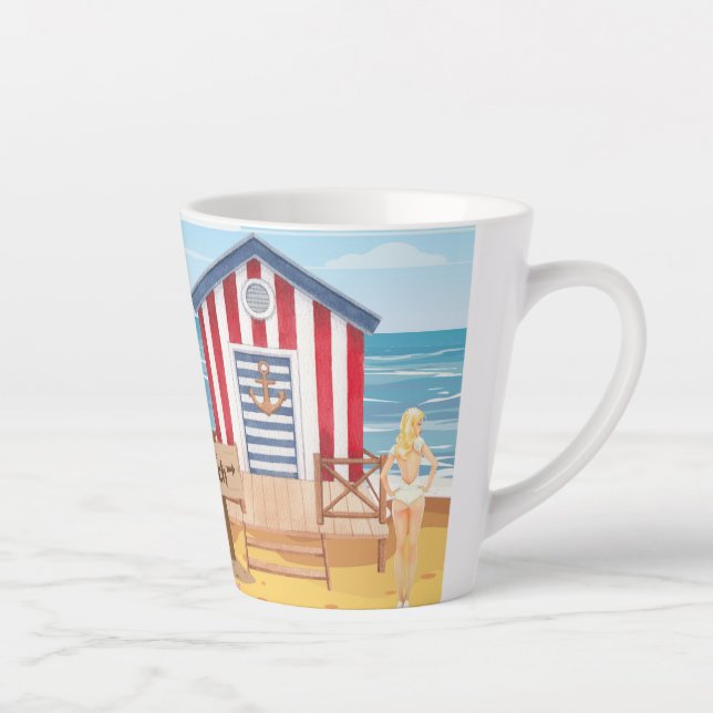 Caneca De Café Latte ladie na praia (Direita)