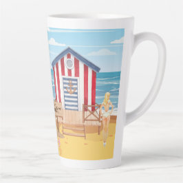 Caneca De Café Latte ladie na praia