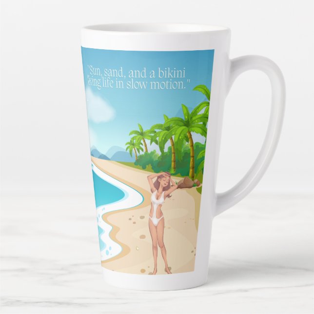 Caneca De Café Latte ladie na praia (Direita)