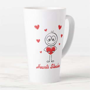 Caneca De Café Latte Ladrão de Corações Desenho Fofo de Amor de Boneco