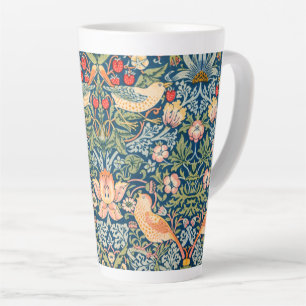 Caneca De Café Latte Ladrão de morango Willam Morris, pássaros vintag