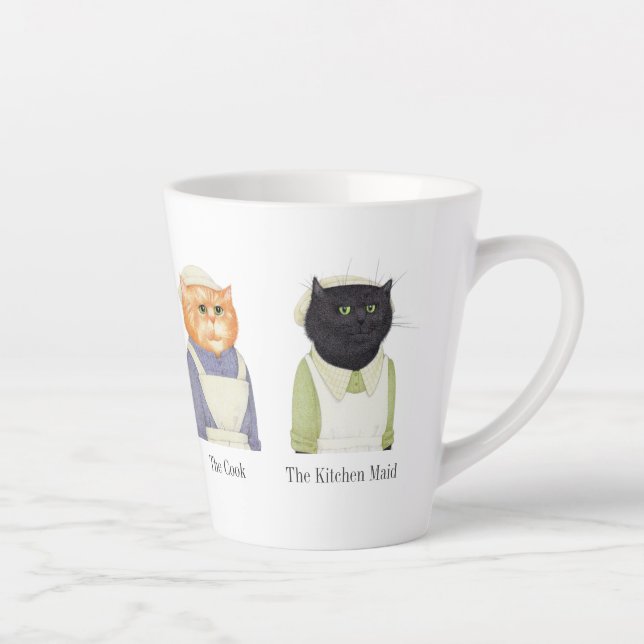 Caneca De Café Latte LADY CATS Latte Mug + Texto (Direita)