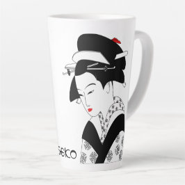 Caneca De Café Latte Lady Japonesa Editável